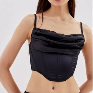 Urban Outfitters Black Satin Cowl Corset Top